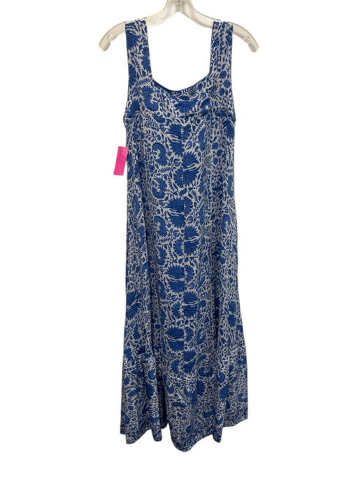 Natalie Martin Size XS Blue Silk Abstract Sleeveless Maxi Dress Blue / XS