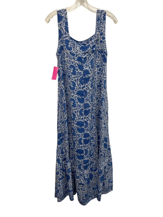 Natalie Martin Size XS Blue Silk Abstract Sleeveless Maxi Dress Blue / XS
