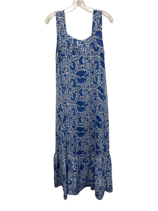 Natalie Martin Size XS Blue Silk Abstract Sleeveless Maxi Dress Blue / XS