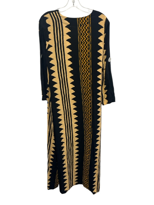 Walker & Wade Size S Black & Orange Rayon Mother of Pearl Buttons Maxi Dress Black & Orange / S