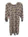 Natalie Martin Size XS Beige, Blue, Pink Rayon Block Printed Floral Motif Dress Beige, Blue, Pink / XS