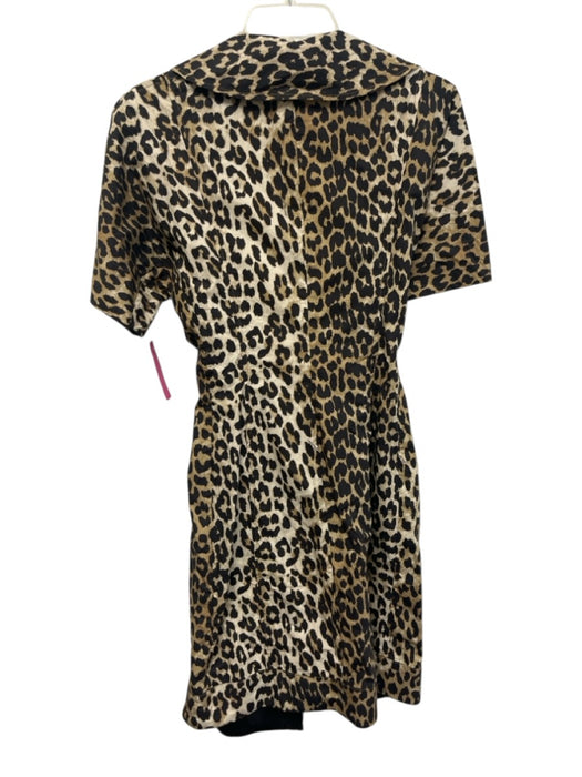 Ganni Size 36 / Small Brown & Cream Cotton Collar Leopard Print Wrap Dress Brown & Cream / 36 / Small