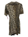 Ganni Size 36 / Small Brown & Cream Cotton Collar Leopard Print Wrap Dress Brown & Cream / 36 / Small