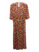 Natalie Martin Size XS Orange, Blue, Beige Viscose Sheer Overlay Floral Dress Orange, Blue, Beige / XS