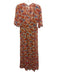 Natalie Martin Size XS Orange, Blue, Beige Viscose Sheer Overlay Floral Dress Orange, Blue, Beige / XS
