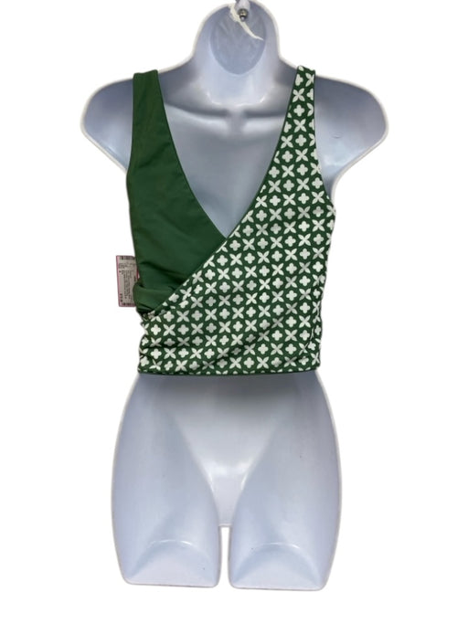 Baiia Size 6 Green & White Polyester Blend Geometric High Waist Swimsuit Green & White / 6