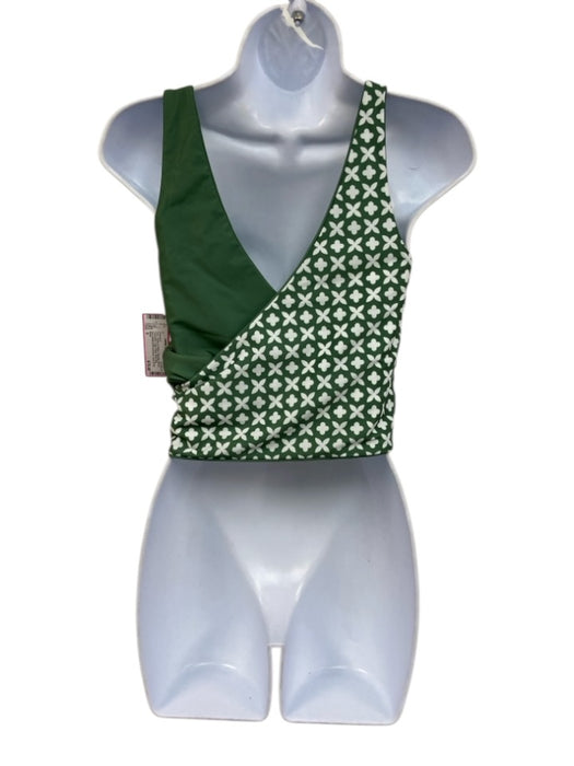 Baiia Size 6 Green & White Polyester Blend Geometric High Waist Swimsuit Green & White / 6