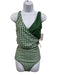 Baiia Size 6 Green & White Polyester Blend Geometric High Waist Swimsuit Green & White / 6