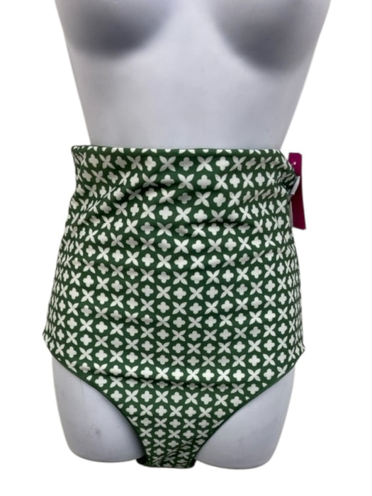 Baiia Size 6 Green & White Polyester Blend Geometric High Waist Swimsuit Green & White / 6
