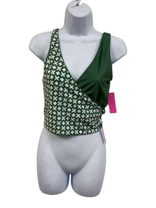 Baiia Size 6 Green & White Polyester Blend Geometric High Waist Swimsuit Green & White / 6