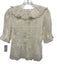 Doen Size XS Cream Organic Cotton Semi Sheer Ruffle Lace Trim Button Down Top Cream / XS