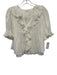 Doen Size XS Cream Organic Cotton Semi Sheer Ruffle Lace Trim Button Down Top Cream / XS