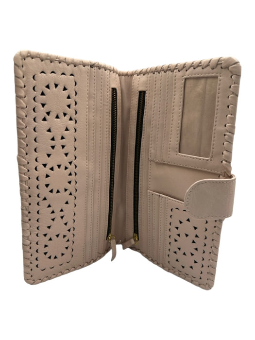 Cleobella Pale Pink Leather Laser Cut Whipstitch Top Handle Clutch Bag Pale Pink / S