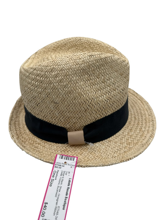 Hatattack Beige & Black Straw Grosgrain Ribbon Detail Fedora Hat Beige & Black / One Size