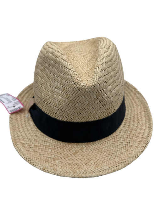 Hatattack Beige & Black Straw Grosgrain Ribbon Detail Fedora Hat Beige & Black / One Size