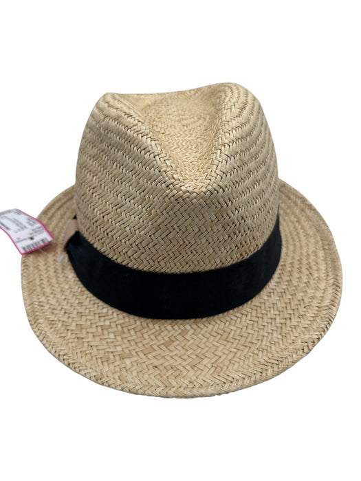 Hatattack Beige & Black Straw Grosgrain Ribbon Detail Fedora Hat Beige & Black / One Size
