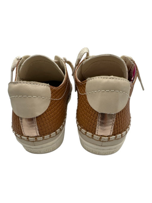 Dolce Vita Shoe Size 7.5 Brown & Beige Leather & Fabric Woven lace up Sneakers Brown & Beige / 7.5