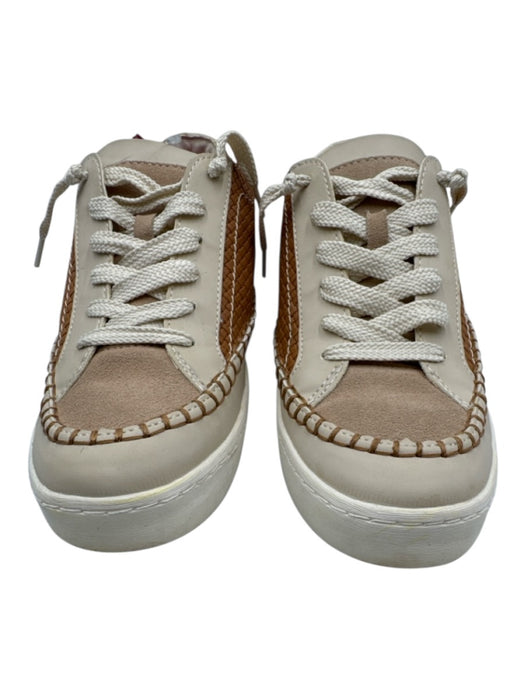 Dolce Vita Shoe Size 7.5 Brown & Beige Leather & Fabric Woven lace up Sneakers Brown & Beige / 7.5