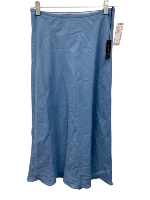 Beautiful People Size P / XS Blue Linen Elastic Waist Midi Skirt Blue / P / XS