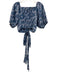 Perry Walker Size 1 Blue & White Cotton Short Puff Sleeve Floral Maxi Skirt Set Blue & White / 1