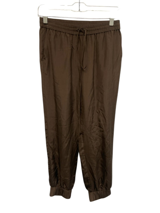 Beautiful People Size P Brown Silk Elastic Drawstring Waist Jogger Pockets Pants Brown / P