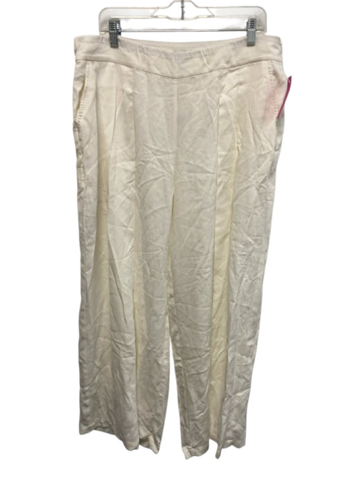 Eileen Fisher Size Large Cream White Tencel High Rise Pleated Wide Leg Pants Cream White / Large