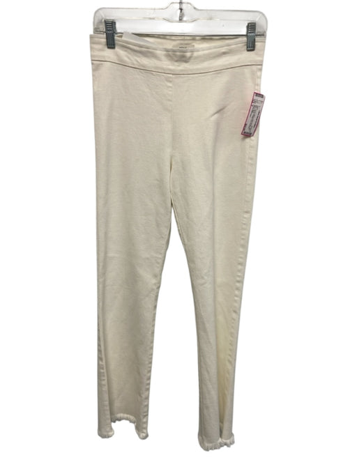 Avenue Montaigne Size 0 White Cotton Denim High Rise Frayed Straight Leg Jeans White / 0
