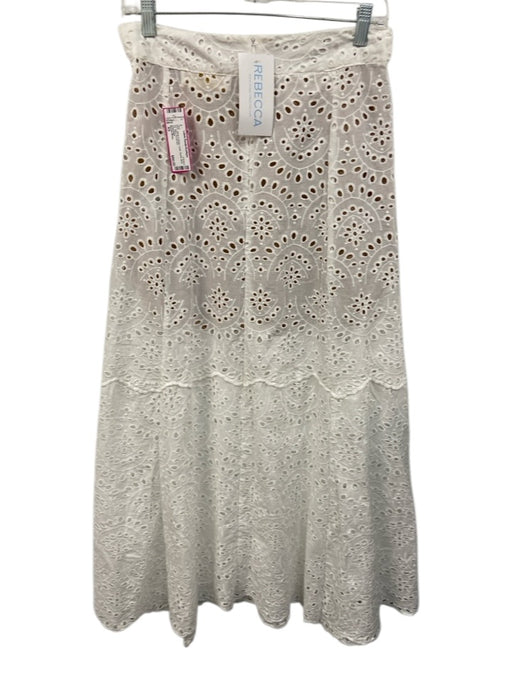 Natalie Martin Size XS White & Beige Lined Eyelet Back Zip Maxi Skirt White & Beige / XS
