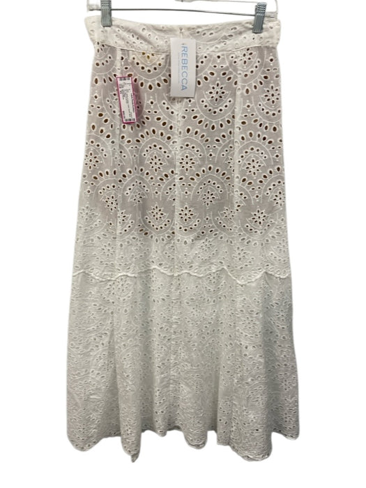 Natalie Martin Size XS White & Beige Lined Eyelet Back Zip Maxi Skirt White & Beige / XS