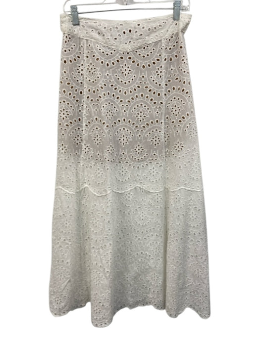 Natalie Martin Size XS White & Beige Lined Eyelet Back Zip Maxi Skirt White & Beige / XS
