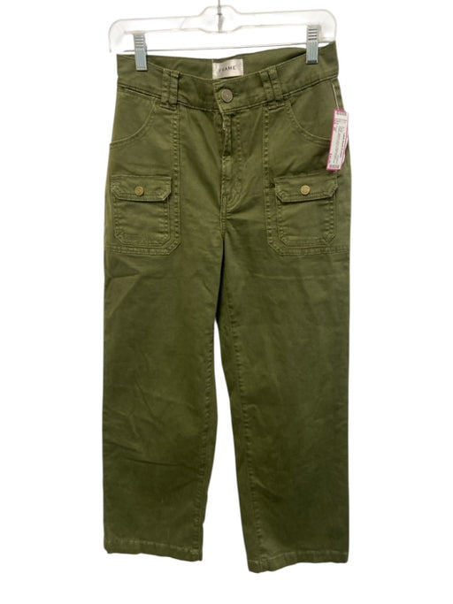 Frame Size 26 Army Fatigue Green Cotton Blend Cargo Pocket Straight Leg Pants Army Fatigue Green / 26