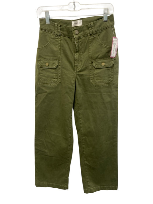 Frame Size 26 Army Fatigue Green Cotton Blend Cargo Pocket Straight Leg Pants Army Fatigue Green / 26