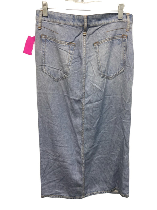 Rag & Bone Size 27 Light Wash Tencel High Rise Denim Print Pockets Midi Skirt Light Wash / 27