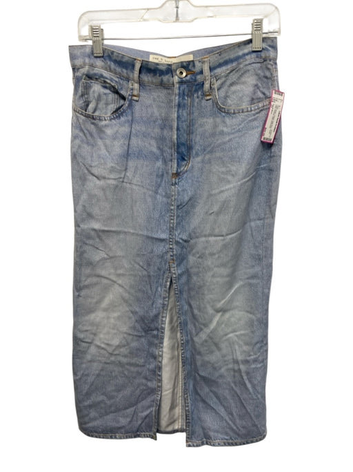 Rag & Bone Size 27 Light Wash Tencel High Rise Denim Print Pockets Midi Skirt Light Wash / 27