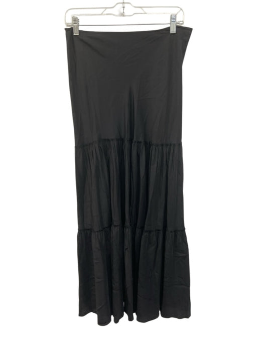 Beautiful People Size P Black Silk Drawstring Waist Tiered Maxi Skirt Black / P