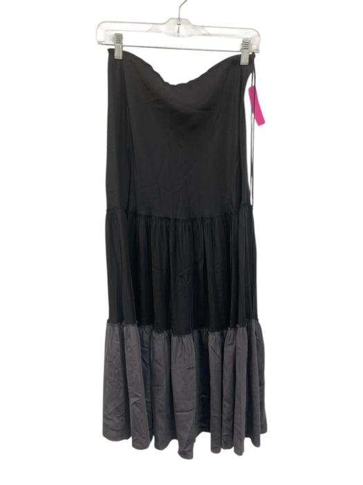 Beautiful People Size P Black & Gray Silk Drawstring Waist Tiered Maxi Skirt Black & Gray / P