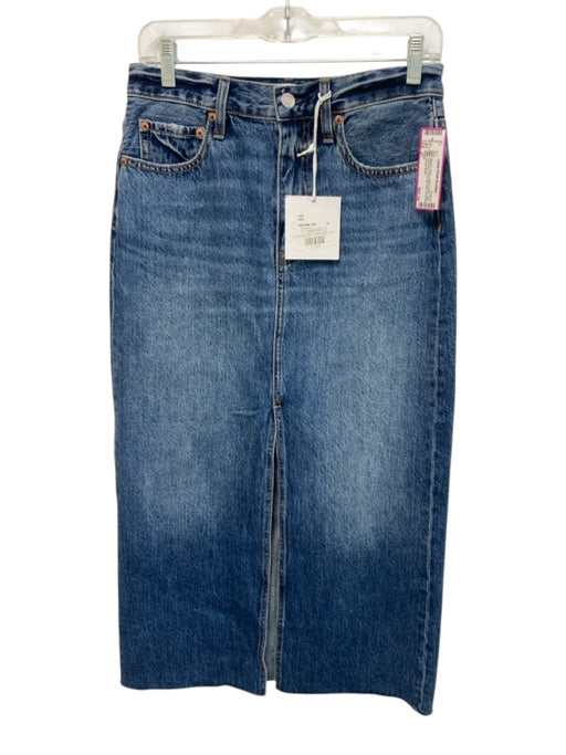 Pistola Size 27 Medium Wash Cotton Denim High Rise Distressed Front Slit Skirt Medium Wash / 27