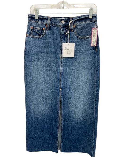 Pistola Size 27 Medium Wash Cotton Denim High Rise Distressed Front Slit Skirt Medium Wash / 27