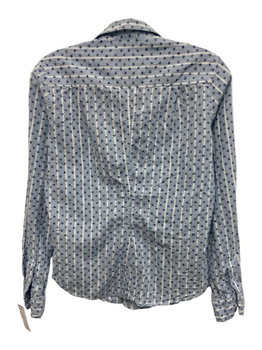 Frank & Eileen Size XS Blue & White Linen Blend Long Sleeve Stars & Stripes Top Blue & White / XS