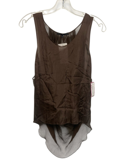 Beautiful People Size P Brown Silk Sleeveless Sheer High Low Gathered Top Brown / P
