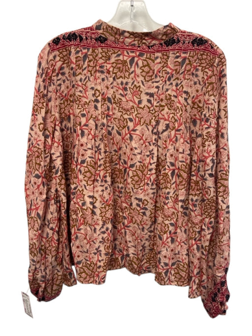 Natalie Martin Size Small Pink, Green, Blue Rayon Long Sleeve Floating Top Pink, Green, Blue / Small