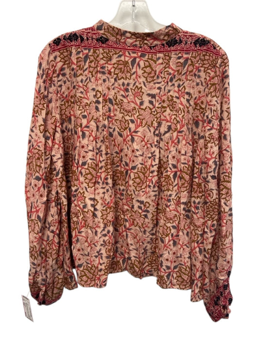 Natalie Martin Size Small Pink, Green, Blue Rayon Long Sleeve Floating Top Pink, Green, Blue / Small