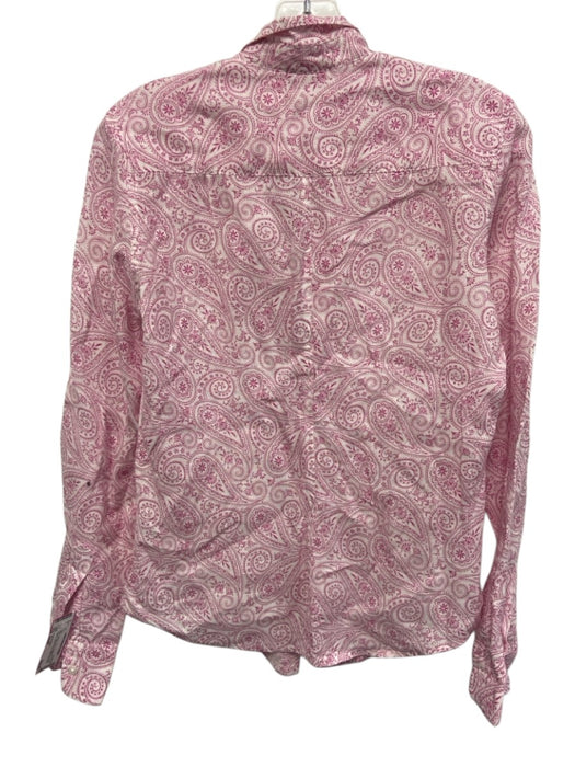 Frank & Eileen Size Small Pink & White Linen Long Sleeve Floral Paisley Top Pink & White / Small
