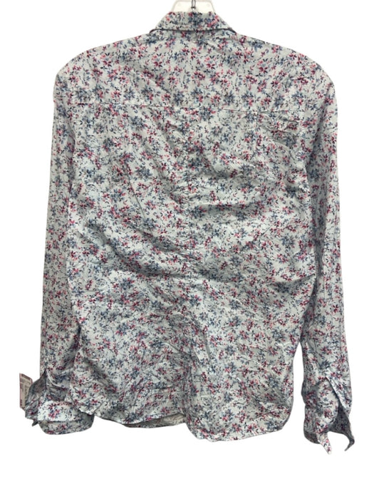 Frank & Eileen Size Small Blue, Pink, Black Cotton Long Sleeve Floral Collar Top Blue, Pink, Black / Small