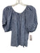 Doen Size XS Blue & White Cotton Blend Short Puff Sleeve Gingham Top Blue & White / XS