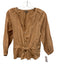 Lilla P Size XS Tan Brown Cotton Long puff sleeve Plaid Button Front Top Tan Brown / XS