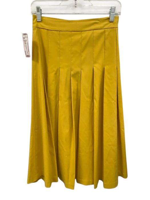 Avenue Montaigne Size 0 Yellow Viscose Blend Stretch Pleated Midi Skirt Yellow / 0