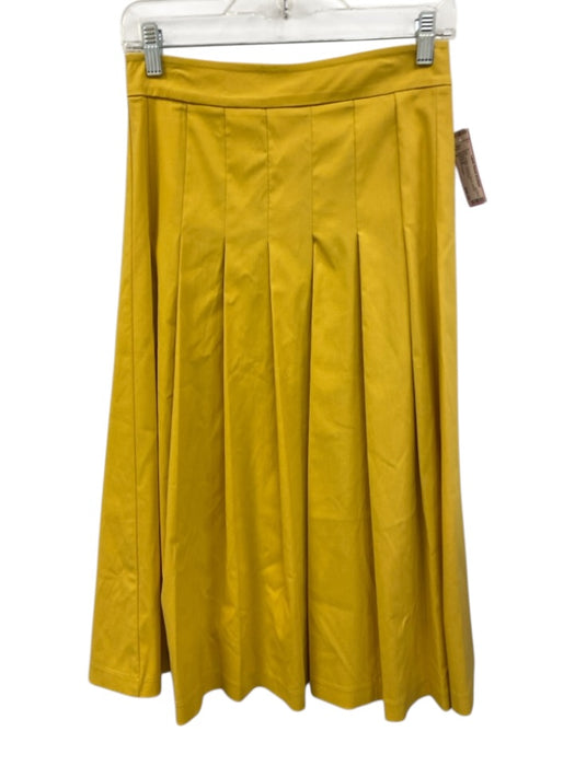Avenue Montaigne Size 0 Yellow Viscose Blend Stretch Pleated Midi Skirt Yellow / 0