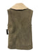 Vince Size XS Olive Green & Cream Lamb Shearling Zip Front Pockets Vest Olive Green & Cream / XS