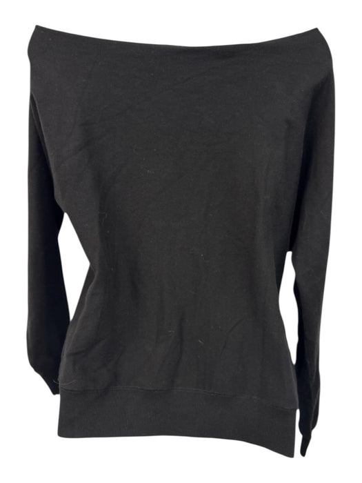 Minnie Rose Size Small Black Cotton Blend Long Sleeve Off Shoulder Knit Sweater Black / Small